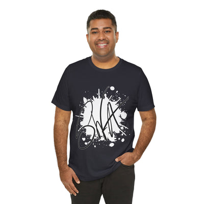 SWA Signature Splash Tee in dark grey heather color folded