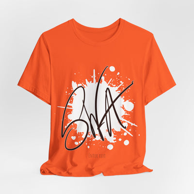 SWA Signature Splash Tee in heather red color on rack