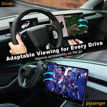 Model 3 Highland & Model Y Juniper Screen Swivel Mount in use while driving