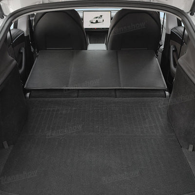 Model Y Juniper Trunk Gap Filler Board Foldable Car Bed Extension in outdoor setting