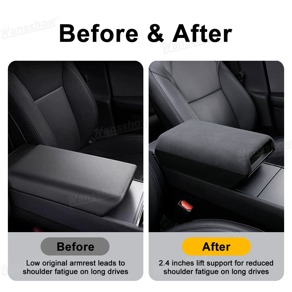 Model Y Juniper Armrest Pad installed in vehicle
