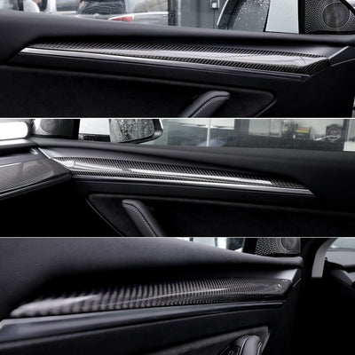 Model Y/3 Real Carbon Fiber Dashboard Trim Panel Replacement Kit texture detail