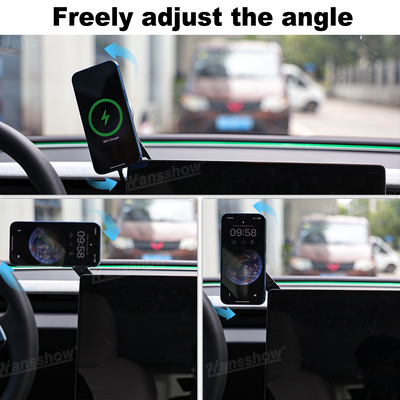Tesla Car Rechargeable Phone Holder Mount installed in Model Y