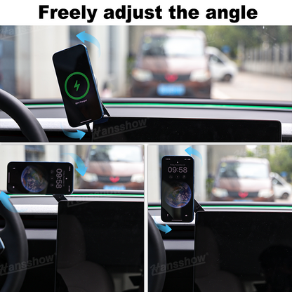 Tesla Car Rechargeable Phone Holder Mount installed in Model Y