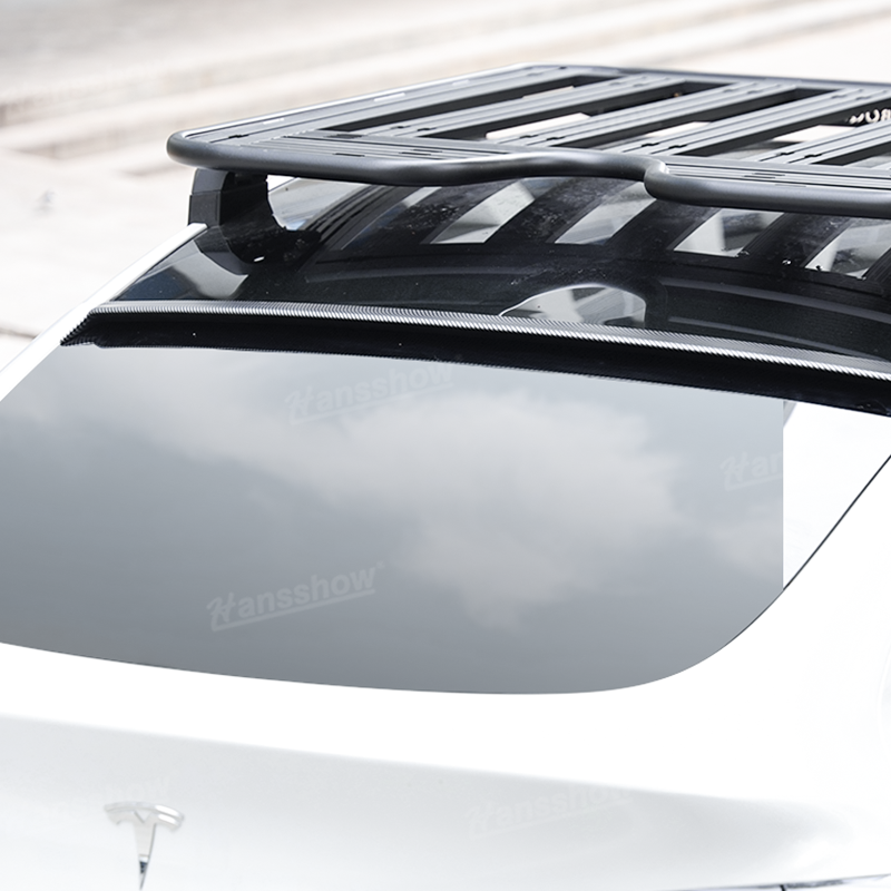 Tesla Model Y Real Carbon Fiber Roof Spoiler rear view