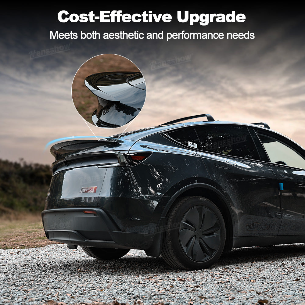 Model 3/Y Real Carbon Fiber Rear Trunk Lip Spoiler on Tesla Model Y parked