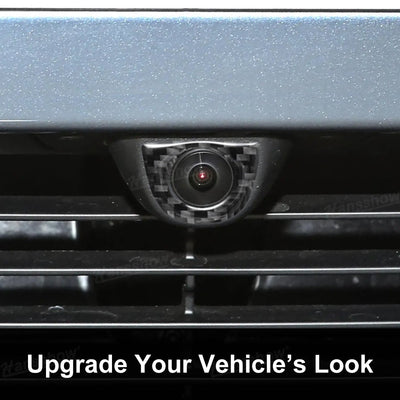 Model Y Juniper Flexible Urethane Carbon Fiber Front Camera Frame Sticker - close-up detail