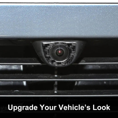 Model Y Juniper Flexible Urethane Carbon Fiber Front Camera Frame Sticker - close-up detail