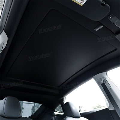 Model Y Juniper Power Sunshade highlighting retractable mechanism