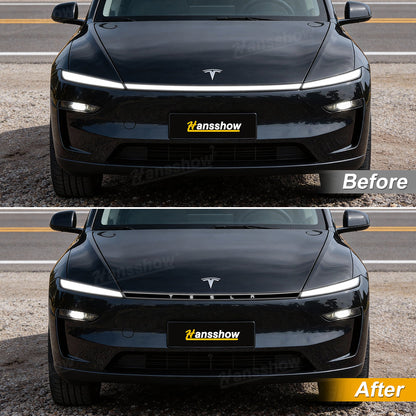 Side angle view of Model Y Juniper DRL PPF on Tesla