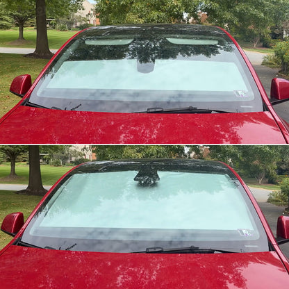 Electric Front Windshield Sunshade for Tesla Model Y Juniper - shade retracted