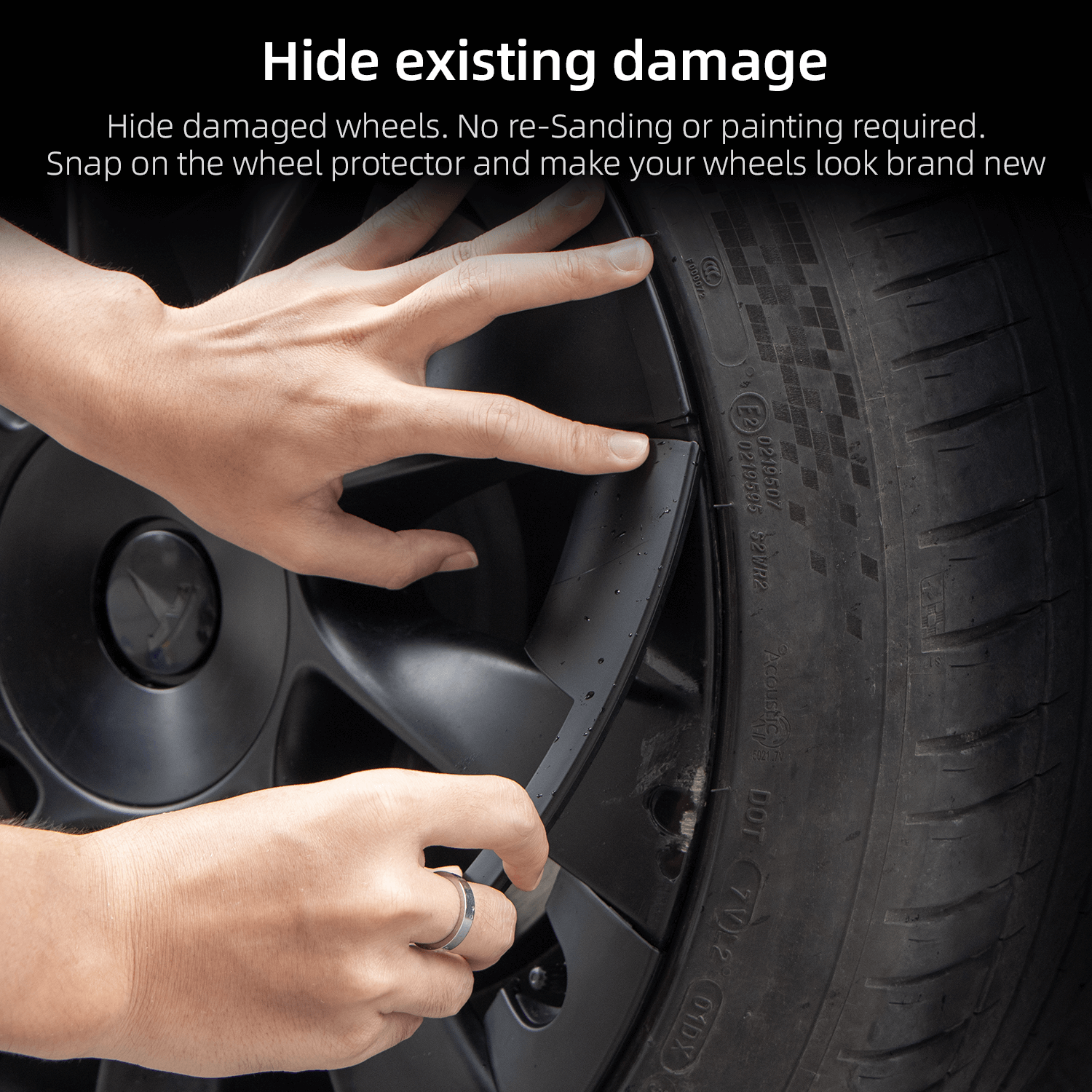 Side angle of Model Y 20-Inch Wheel Hub Protector Covers for Tesla