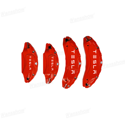 Model Y Juniper Wheel Brake Caliper Cover Set with Tesla Logo - Close-up of logo