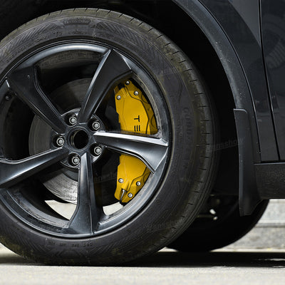 Model Y Juniper Wheel Brake Caliper Cover Set with Tesla Logo - Close-up