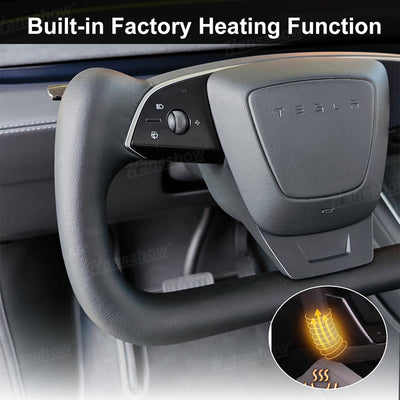 Model Y Juniper Nappa Leather Yoke Steering Wheel top view
