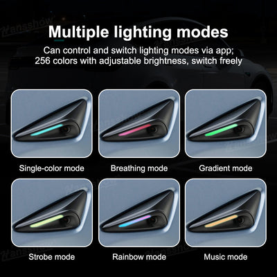 Model Y Juniper Smart Fender & Rear Window Ambient Lighting side view