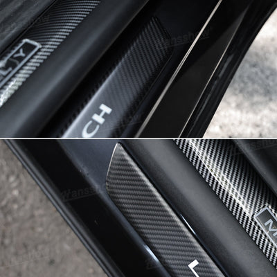 Model Y Juniper Real Carbon Fiber Door Sills lifestyle shot