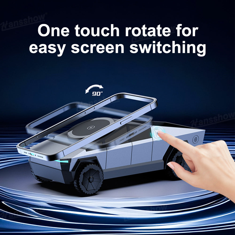 Cybertruck Style 3-In-1 Wireless Charging Station installed in Tesla Model Y