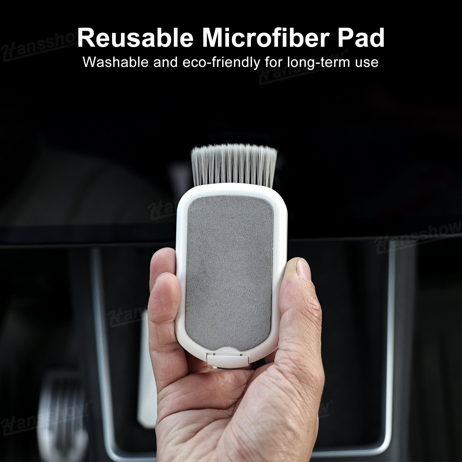 Screen Cleaner for Tesla Center Screen in hand for easy use
