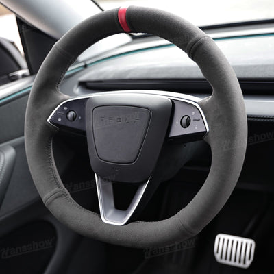Model Y Juniper/3 Highland Premium Alcantara Steering Wheel Cover - soft suede texture