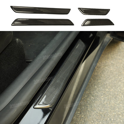 Tesla Model Y/3 Real Carbon Fiber Door Sill Covers front view