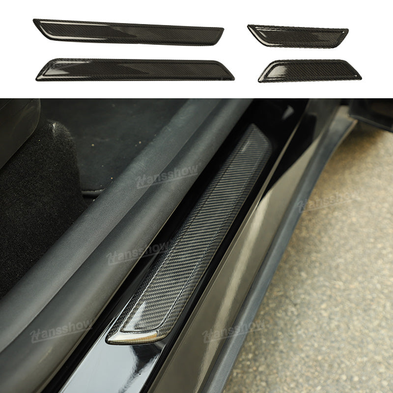 Tesla Model Y/3 Real Carbon Fiber Door Sill Covers front view