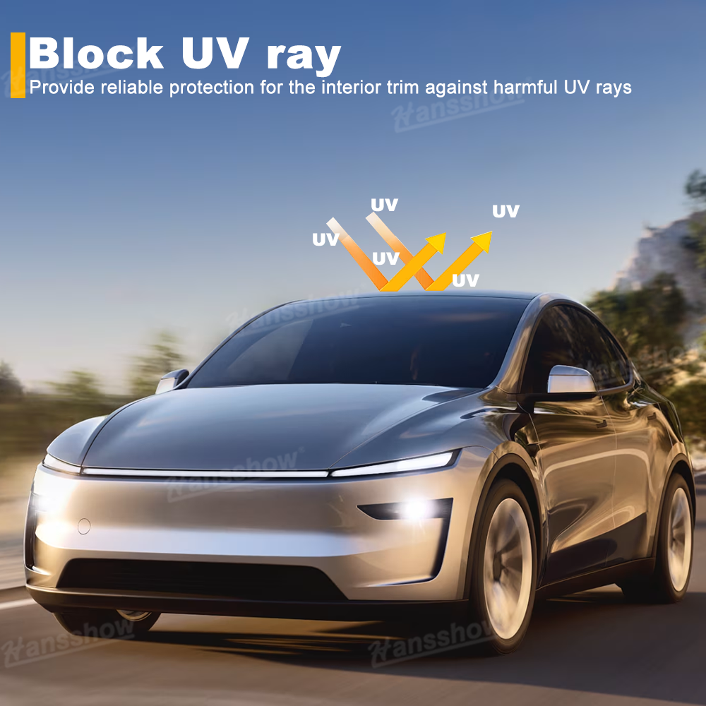 Foldable Model Y Juniper Sunshade side angle