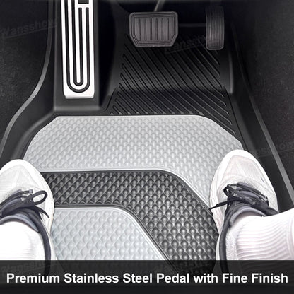 Model Y Juniper OEM Style Two-Tone TPE Floor Mats with Aluminum Pedal - Installed view