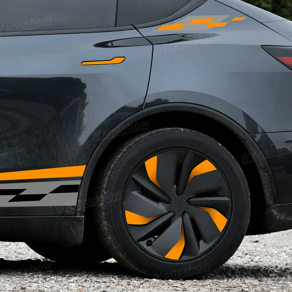 Model Y Juniper Custom Stripe Kit angle view emphasizing sporty look