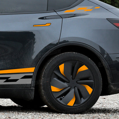 Model Y Juniper Custom Stripe Kit angle view emphasizing sporty look