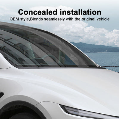 Model Y Juniper Hood Wind Deflector top view