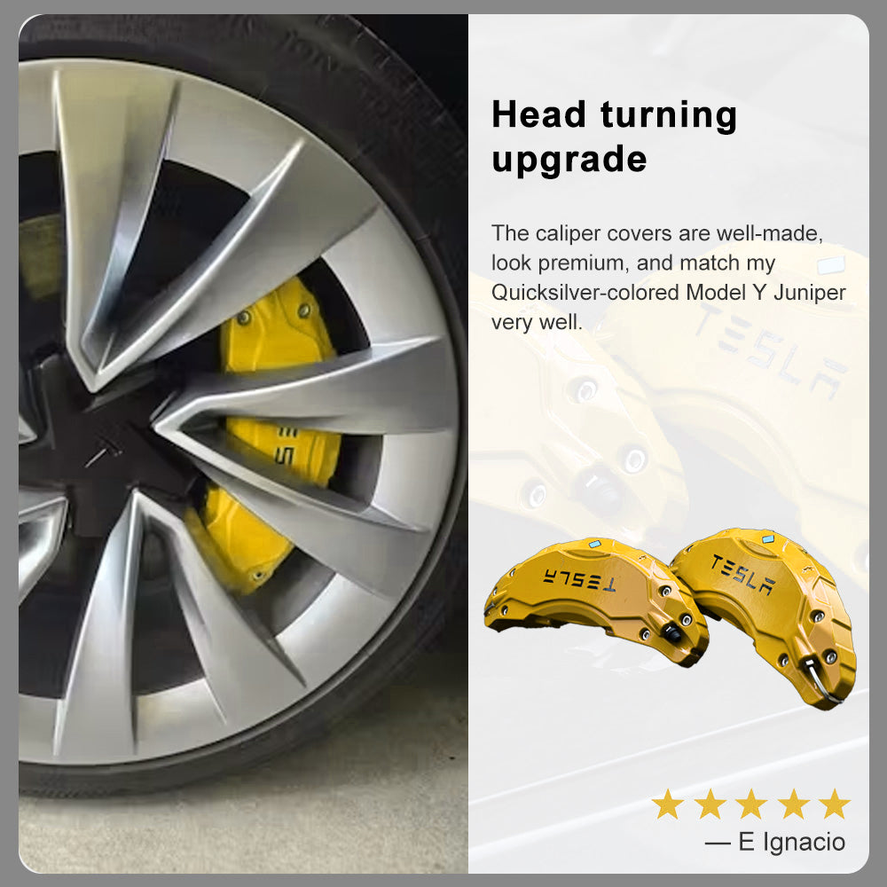 Model Y Juniper Wheel Brake Caliper Cover Set with Tesla Logo - Stylish upgrade