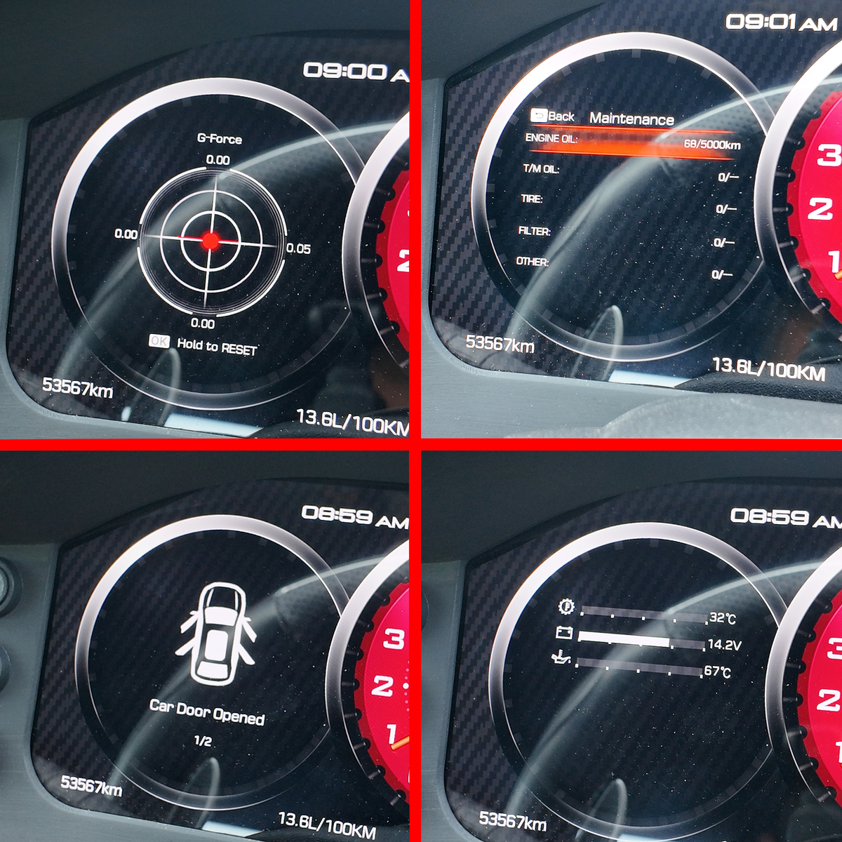 APEX 370Z cluster G-force, maintenance, door and voltage screens