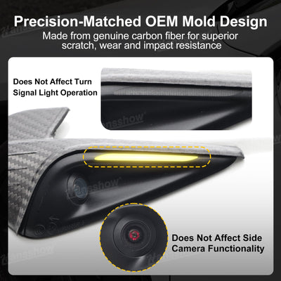 Model Y Juniper Carbon Fiber Side Mirror Covers close-up