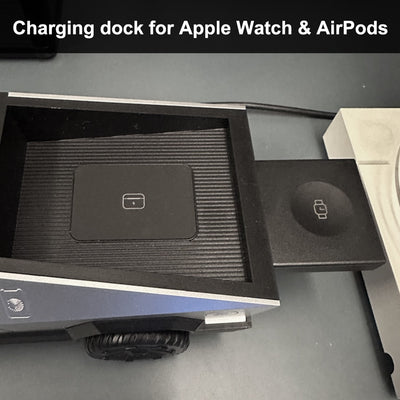 Cybertruck Style 3-In-1 Wireless Charging Station showing AirPods charging