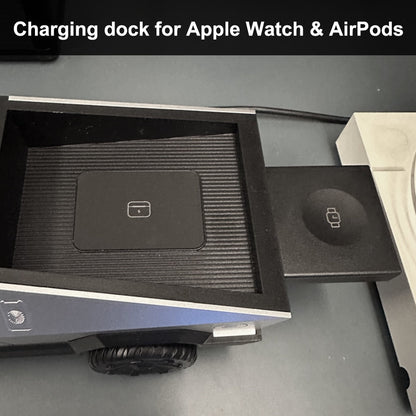 Cybertruck Style 3-In-1 Wireless Charging Station showing AirPods charging