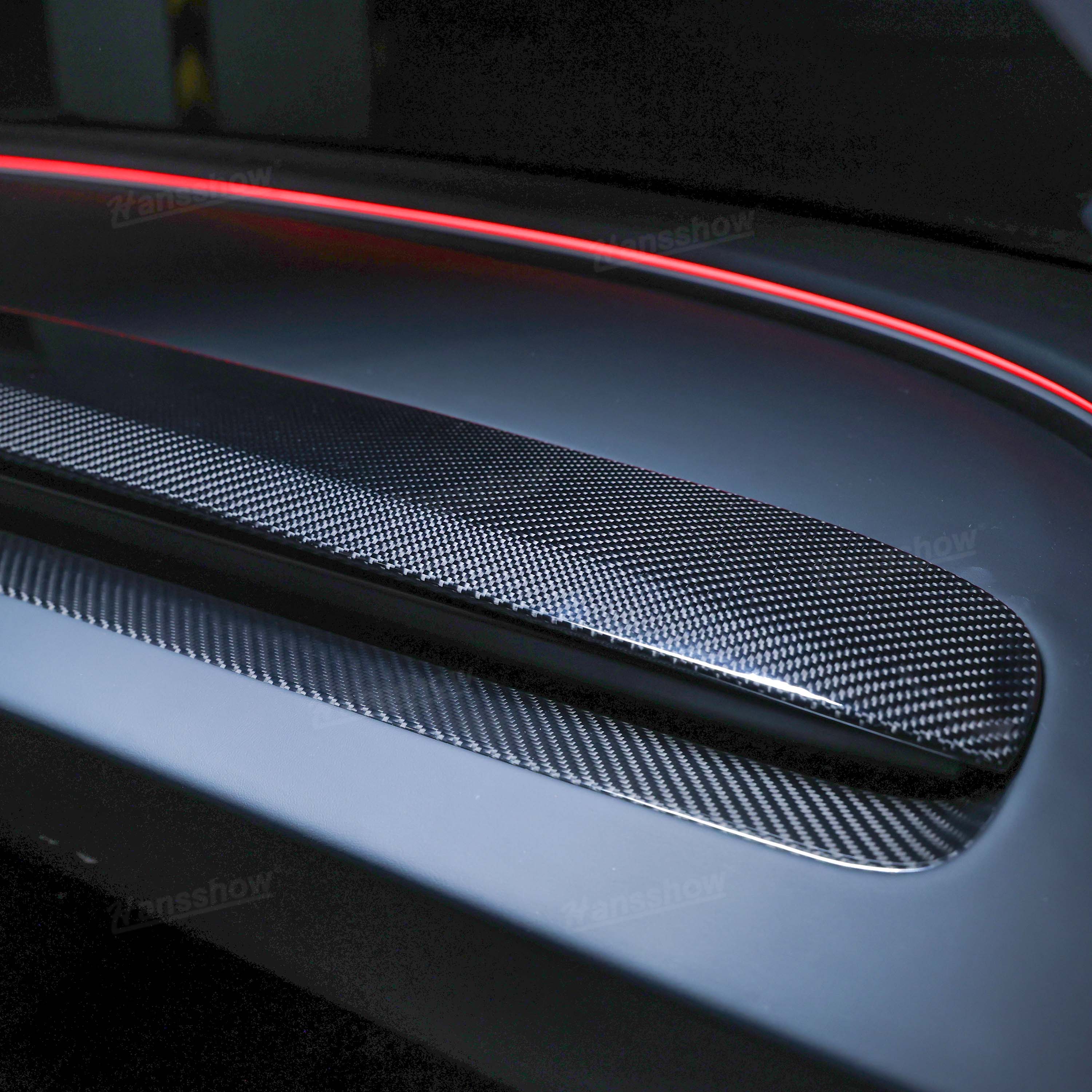 Carbon Fiber Dashboard Trim in Tesla Model Y - Installed Look