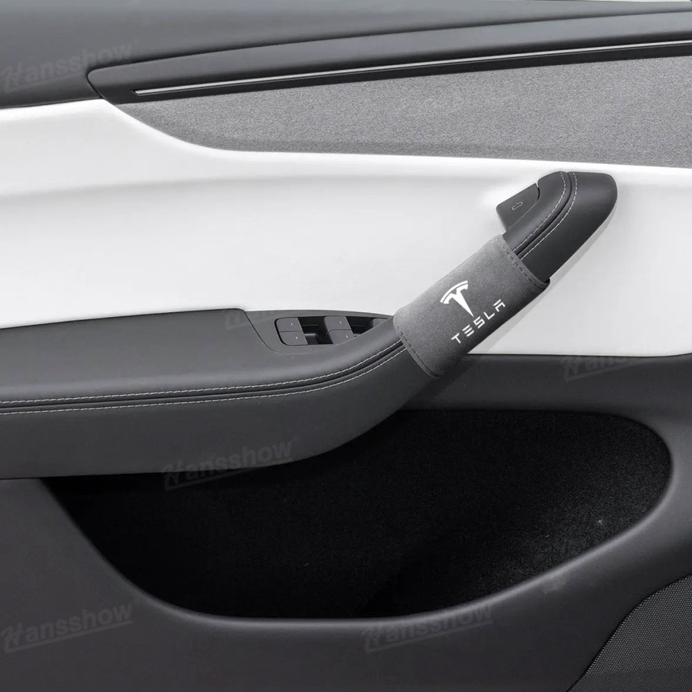 Model Y Juniper Alcantara door handle covers in vehicle