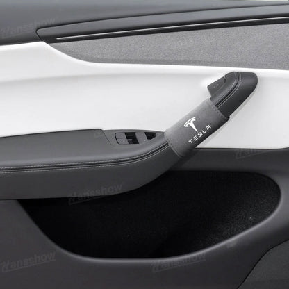 Model Y Juniper Alcantara door handle covers in vehicle