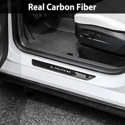 Model Y Juniper Real Carbon Fiber Door Sills installed view