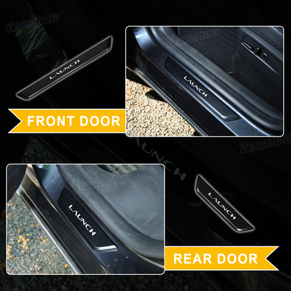 Model Y Juniper LED Welcome Pedal Door Sill Protector With LAUNCH Letter - Night View