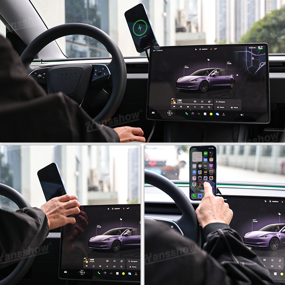 Tesla Car Rechargeable Phone Holder Mount magnetic grip feature