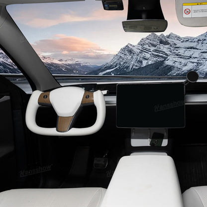 Tesla Model Y Yoke Steering Wheel In Wood Grain With Nappa - heating functionality feature
