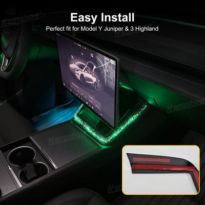 Model Y Juniper Ambient Lighting for Wireless Charging Port - night view