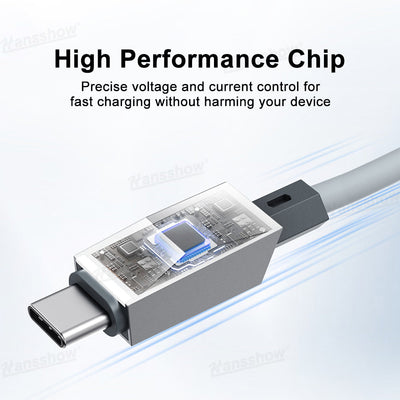 100W Fast Charging Retractable Cable with Cyber-Inspired Design & Magnetic - Cable in use