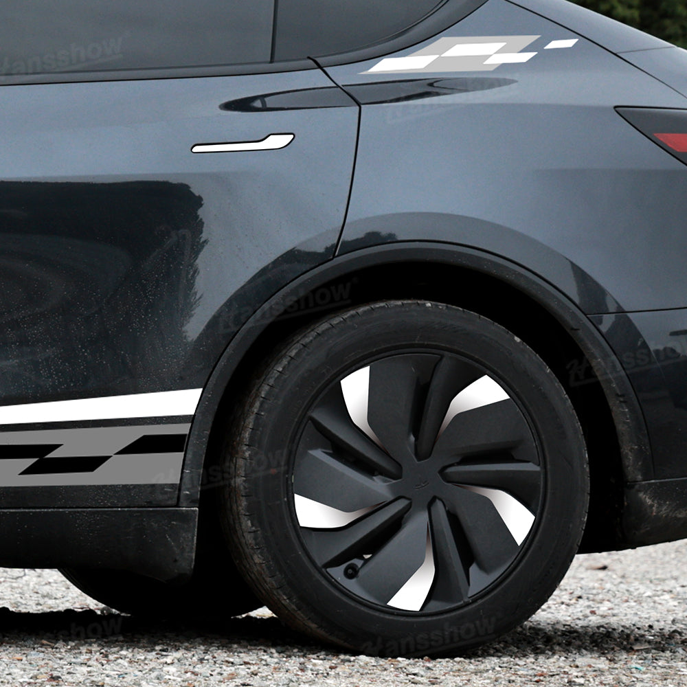 Model Y Juniper Custom Stripe Kit with F1 racing style on road