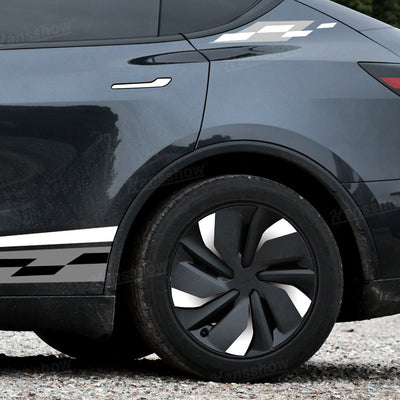 Model Y Juniper Custom Stripe Kit with F1 racing style on road