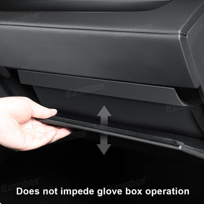 Close-up of Model Y Juniper Glove Box Organizer compartments