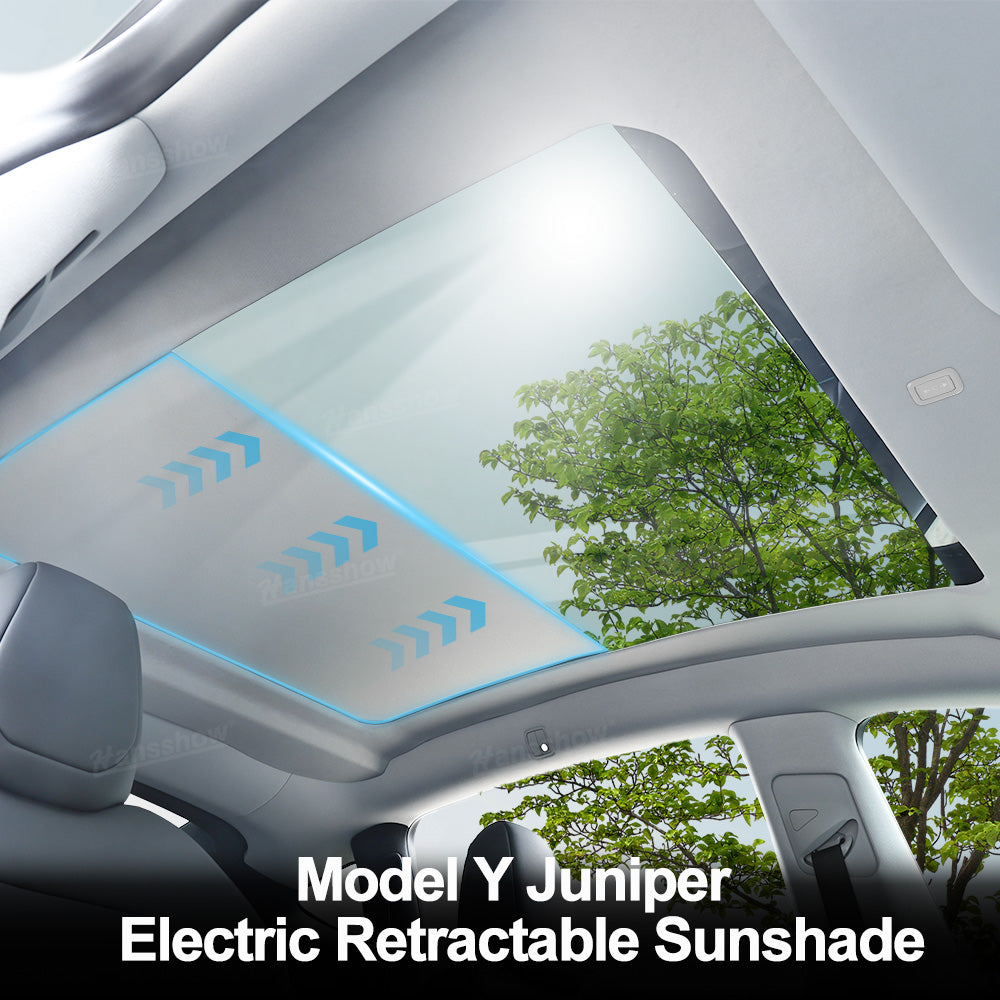 Model Y Juniper Power Sunshade manual control demonstration