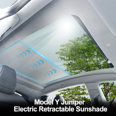 Model Y Juniper Power Sunshade manual control demonstration